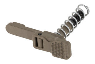 Forward Controls Design Ambidextrous Magazine Release with Dimpled Lever in FDE